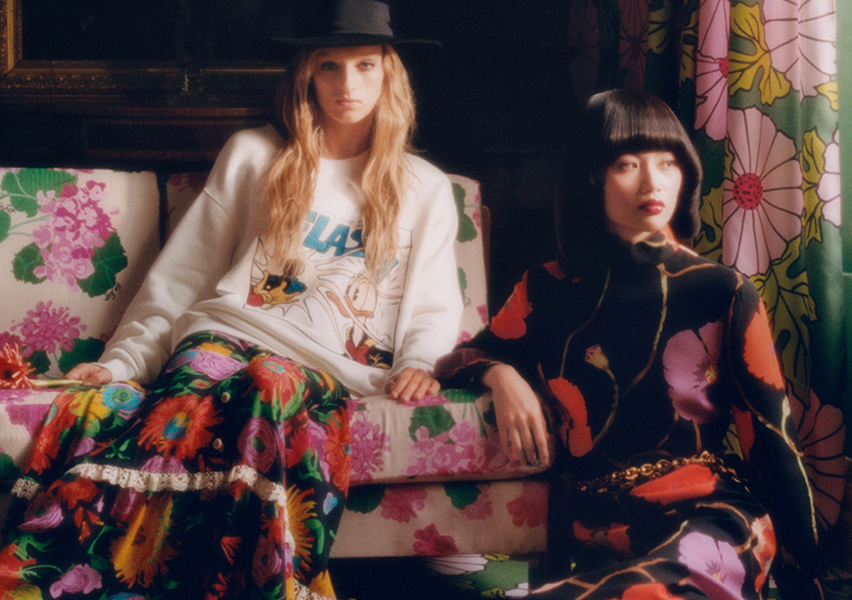 Gucci, la nuova collezione con le stampe floreali di Ken Scott