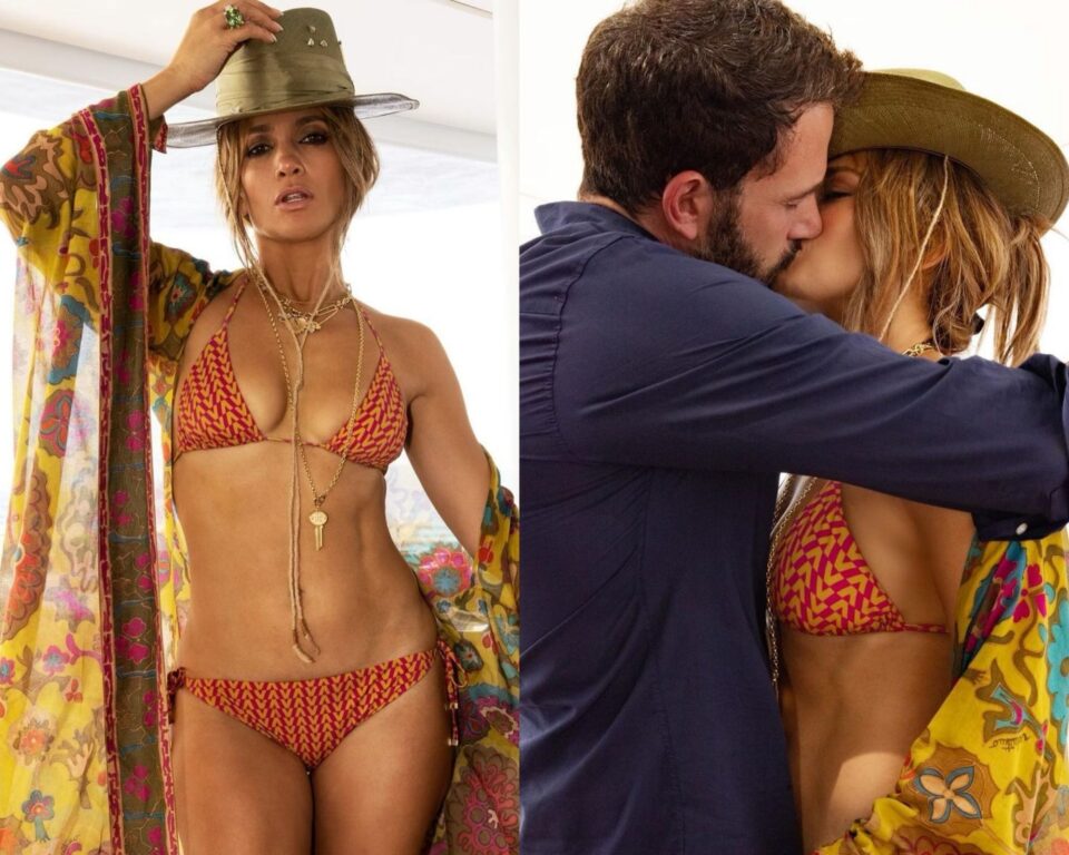 Jennifer Lopez, look Valentino e bacio con Affleck