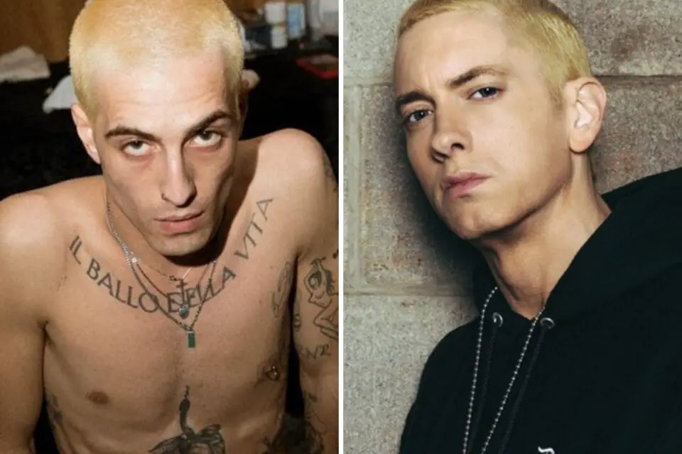 Damiano David, il nuovo look biondo come Eminem