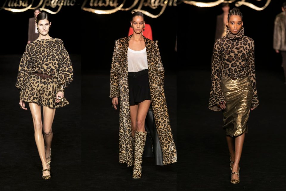 Luisa Spagnoli, per la FW23 look maculati, capispalla over e clutch