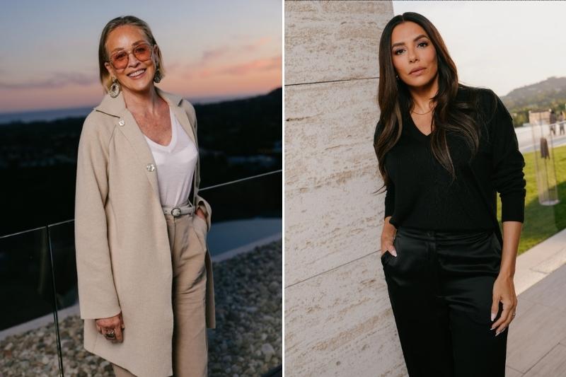 Sharon Stone Eva Longoria evento Falconeri Los Angeles villa West Hollywood