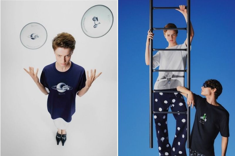 Modelli con t-shirt e pantaloni della collezione Vespa Lover ispirata all’universo e alla fantascienza