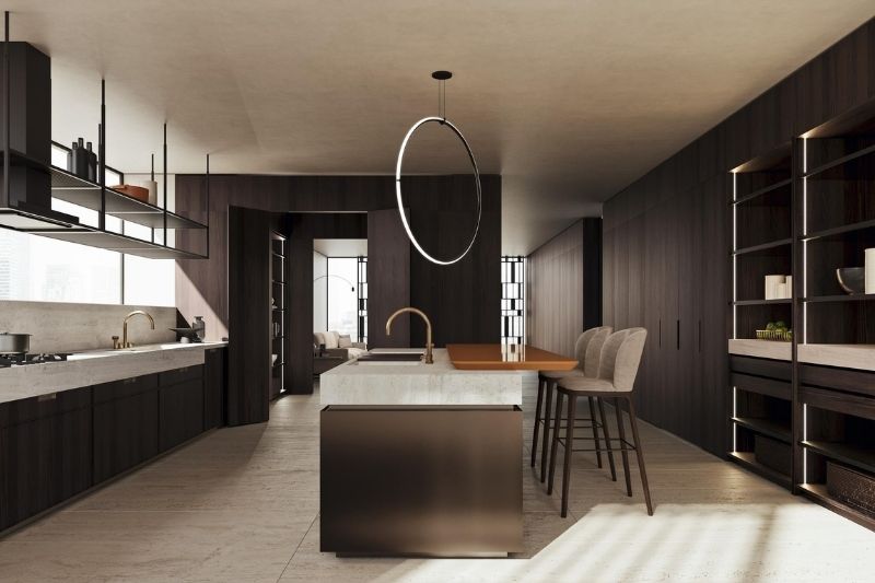 Cucina Del Tongo con isola centrale e concept stanza nella stanza progettato da Andrea Federici