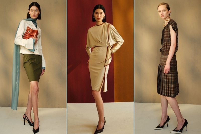 Look della collezione Ferragamo Pre-Spring 2027 firmata da Maximilian Davis con abiti drappeggiati, silhouette sartoriali e accessori eleganti