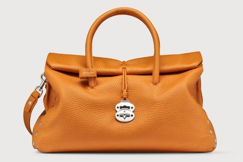 Borsa Dotta XL Centauro di Zanellato in pelle color cuoio con doppio manico