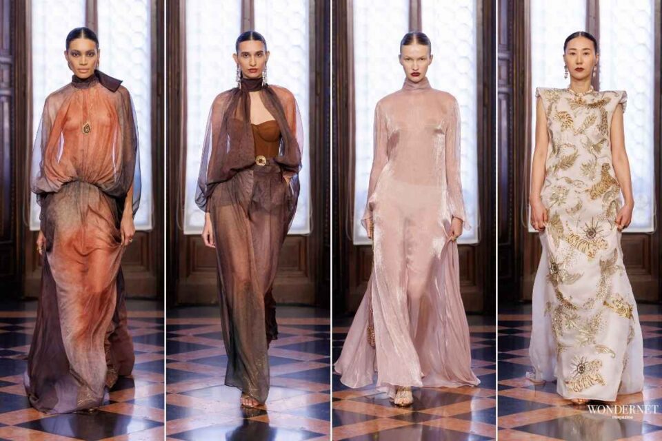 Look della sfilata Barbara Rizzi SS27 al Museo Bagatti Valsecchi di Milano